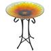 20.5" Orange and Yellow Sunflower Glass Bird Bath with Stand