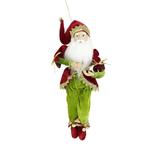 18" Red and Green Whimsical Elf Christmas Decor Figurine
