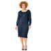 Plus Size Women's Liz&Me® Boatneck Sweater Dress by Liz&Me in Navy (Size 2X)