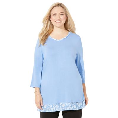 Plus Size Women's Liz&Me® Duet Top by Liz&Me By Catherines in French Blue (Size 3X)