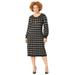 Plus Size Women's Liz&Me® Boatneck Sweater Dress by Liz&Me in Black Plaid (Size 3X)