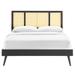 Mercury Row® Kelsea Cane & Wood Platform Bed w/ Splayed Legs Upholstered in Gray/Black | 51 H in | Wayfair 8F52EFBBADC84D58B74DA45F2944883D