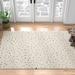 White 91 x 63 x 1.38 in Area Rug - Langley Street® Trotter Karn Polka Dots Area Rug in Cream/Black | 91 H x 63 W x 1.38 D in | Wayfair