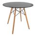 LeisureMod Dover Round Bistro Wood Top Dining Table W/ Natural Wood Eiffel Base in Black - LeisureMod EP31BLR