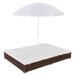 vidaXL Patio Lounge Bed Outdoor Sun Lounger Chair with Umbrella Poly Rattan - 77.6" x 55" x 74.8"