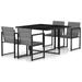 vidaXL 5 Piece Patio Dining Set with Cushions Poly Rattan Gray