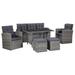 vidaXL 6 Piece Patio Lounge Set with Cushions Poly Rattan Gray