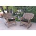 Jeco Windsor Honey Resin Wicker Rocker Chair with Cushions (Set of 2)