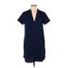 All in Favor Casual Dress - Shift: Blue Solid Dresses - Women's Size Small