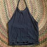 American Eagle Outfitters Tops | American Eagle Halter Top Black And White Stripes | Color: Black | Size: Xl