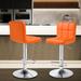 Orren Ellis Marte Swivel Adjustable Height PU Leather Bar Stool w/ Backrest Upholstered/Metal in Orange | 17.5 W x 15 D in | Wayfair