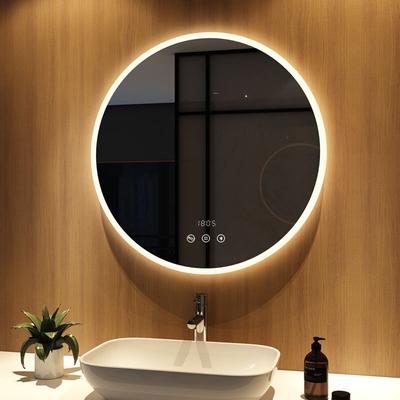 Badspiegel mit Beleuchtung 80cm badspiegel Rund led mit Touch, Anti-Beschlag, Bluetooth, Uhr, Image