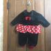 Disney One Pieces | Disney Baby Minnie Mouse One Piece Fleece 3/6 Months | Color: Black/Red | Size: 3-6mb