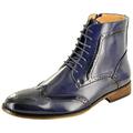 My Perfect Pair Men's Italian Style Leather Lined Chelsea Ankle Chukka Brogue Boots, Navy UK Size 9 / EU Size 43