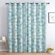 Floral Curtains, Daisy Flower Leaf Blackout Curtains for Bedroom Living Room, Thermal Eyelet Curtains, 54 Drop Patterned Window Treatments, 46x54 Inch (W X L), 2 Panels - Duck Egg Blue