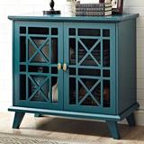 Walker Edison Gwen Fretwork Console Table in Blue | 32 H x 32 W x 16 D in | Wayfair W32FWABU