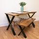 Dining Table | Rustic Wooden Table with X-Frame Box Steel Legs | Farmhouse Dining Table | Handmade Industrial Style Wooden Dining table
