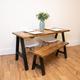 Dining Table | Rustic Wooden Table with A-Frame Box Steel Legs | Farmhouse Dining Table | Handmade Industrial Style Wooden Dining table