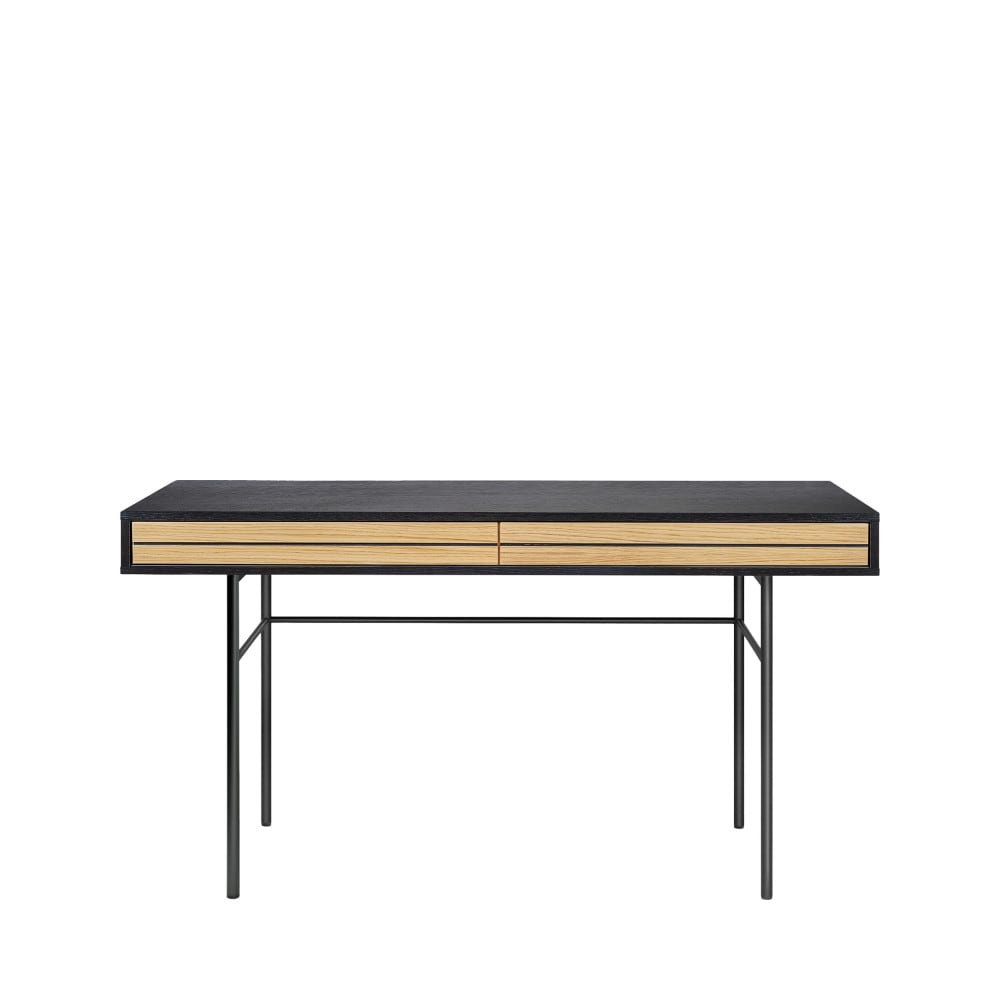 Bureau en bois et métal 2 tiroirs - Noir