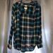 American Eagle Outfitters Tops | American Eagle Outfitters Boyfriend Fit Flannel Shirt Size M | Color: Black/Blue | Size: M