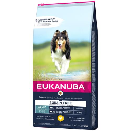 Sparpaket: 2x12kg Eukanuba Grain Free Adult Large Breed Huhn Hundefutter trocken