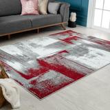 Luxe Weavers Lagos Collection 7558 Red 8x10 Modern Abstract Area Rug - Luxe Weavers 7558 Red 8x10