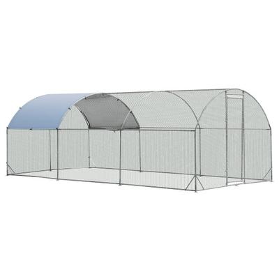 Costway 6.2 Feet/12.5 Feet/19 Feet Large Metal Chicken Coop Outdoor Galvanized Dome Cage with Cover-L