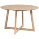 Pegane - Table extensible ronde coloris naturel en contreplaqué de chêne et bois d'hévéa - diamètre