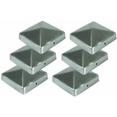 6x Edelstahl Pfostenkappe Pyramide 91x91mm Zaunkappe Zierkappe Pfahl Holzzaun - Buri Image