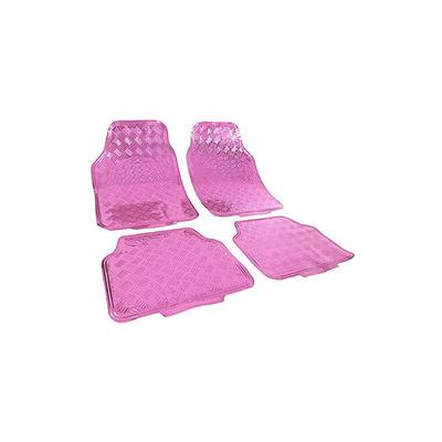 Universal Auto Fußmatten 4-teilig Alu Chrom Optik Riffelblech Rosa - Woltu Image