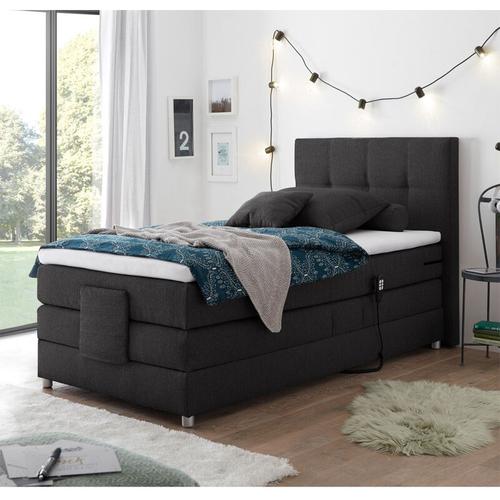 Lomadox – Boxspringbett Jugendbett in 120×200 cm MANAUS-09, in der Farbe anthrazit,