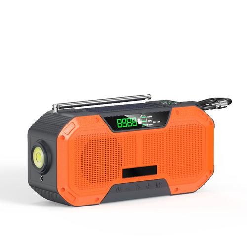 Solar-Kurbelradio Outdoor-Notfallradio 2000mAh Großkapazitätsradio Orange