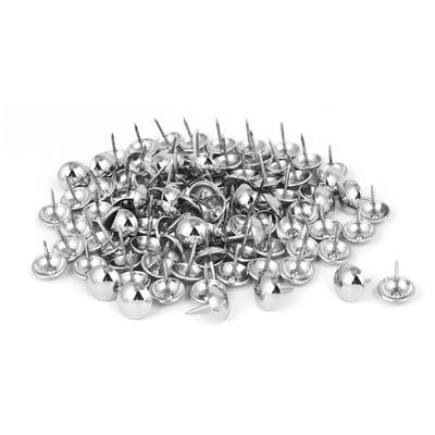 Home Metal Round Domed Head Upholstery Tack Nail Silver Tone 14mm Dia 120pcs - Silver Tone