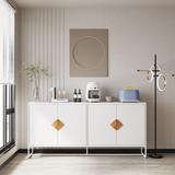 MDF special shape square handle design with 4 doors and double storage sideboard