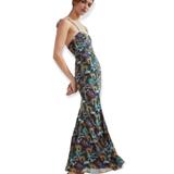Free People Dresses | Fame & Partners X Free People Elham 2 Xs Green Jungle Cheetah Floral Silky Maxi | Color: Blue/Green | Size: Xs