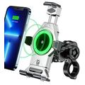 KEWIG Anti-Theft Waterproof Motorcycle Mobile Phone Holder 15 W Wireless with Vibration Damper, One-Push Automatic Lock and Quick Release