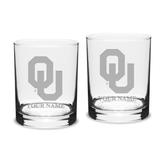 Oklahoma Sooners Personalized 14oz. 2-Piece Classic Double Old Fashioned Glass Set