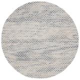 Blue/Navy Round 6' Indoor Area Rug - Gracie Oaks Laureldale Abstract Hand-Woven Flatweave Wool/Whie/Navy Area Rug Cotton/Wool | Wayfair