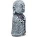 Bungalow Rose Japanese Namaste Praying Jizo Monk w/ Purple Bib Statue Resin in Gray | 4.75 H x 2.5 W x 2.25 D in | Wayfair