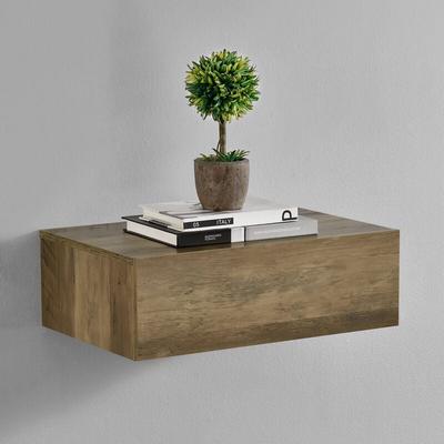 [en.casa] - Wandregal Oslo mit Schublade 46x30x15cm Holzfarben Image
