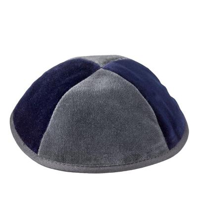 4 Part Navy & Grey Yarmulke With Rim