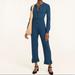 J. Crew Pants & Jumpsuits | J Crew New Long Sleeve Collared Ribbed Cropped Jumpsuit Wide Leg Button Front | Color: Blue | Size: M