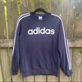 Adidas Sweaters | Adidas | Mens Crew Neck Strip Pullover Sweater Medium | Color: Blue/White | Size: M