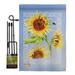 Breeze Decor Summer Sunflower Spring Floral Impressions Decorative Vertical 2-Sided Polyester 18.5 x 13 in. Flag Set in Gray | Wayfair