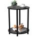 Latitude Run® 2 Tier Black Wooden End Table/Bed Side Table/Nightstand For Living Room/Bedroom/Small Space,15.6"(D)*19.72"(H),Metal Legs Wood | Wayfair