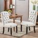 Red Barrel Studio® Handcrafted Button-Tufted Thickened Parsons Dining Chairs w/ Nailhead Trim Wood/Upholstered/Fabric in Brown | Wayfair