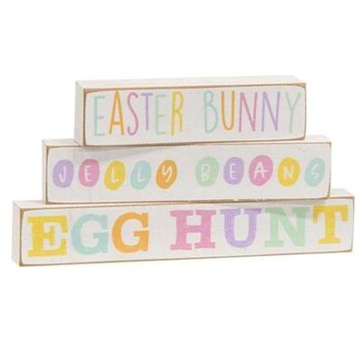 3/Set Easter Bunny Pastel Block Stackers - H - 3.00 in. W - 0.75 in. L - 6.00 in.