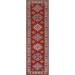 Red Geometric Kazak Runner Rug Hand-knotted Oriental Wool Carpet - 2'7" x 9'8"