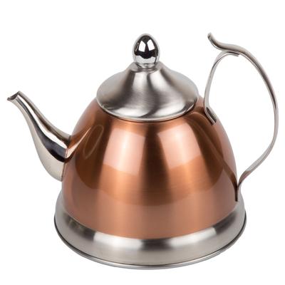 Creative Home Nobili-Tea 1.0 Quart Stainless Steel Tea Kettle Teapot with Removable Infuser Basket, Copper Color