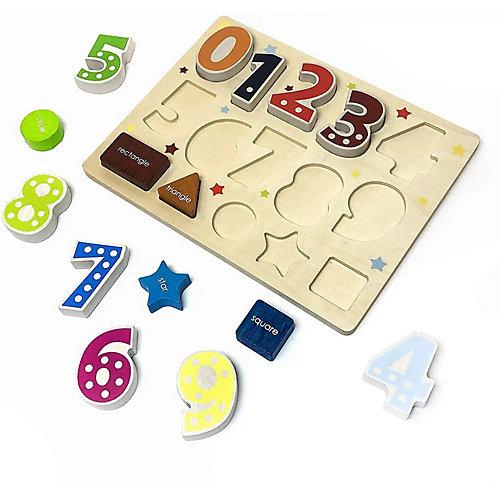Lege Puzzle Zahlen- und Form Holz-Puzzle Kleinkind-Lernpuzzle Legespiel 14 tlg.